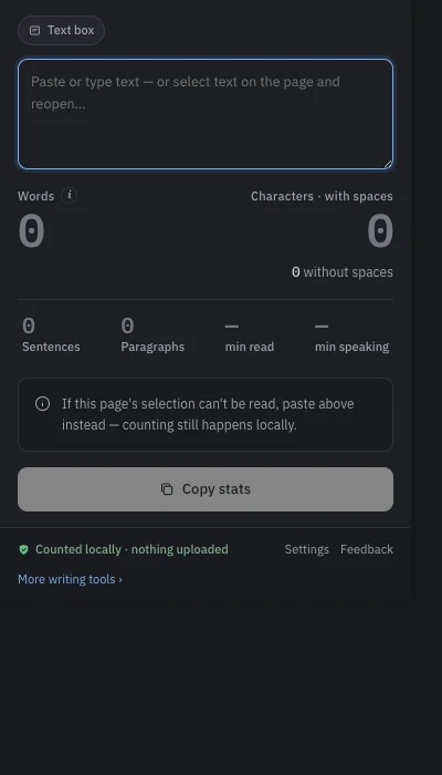 Word Counter popup comparing a text selection against the X post character limit and other platform limits